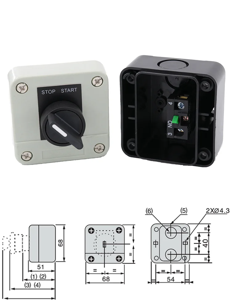 Waterproof Selector Switch Station Control Box Rotary Switch Knob Switch 2-Position Standard Handle SAL LA68H XALB132