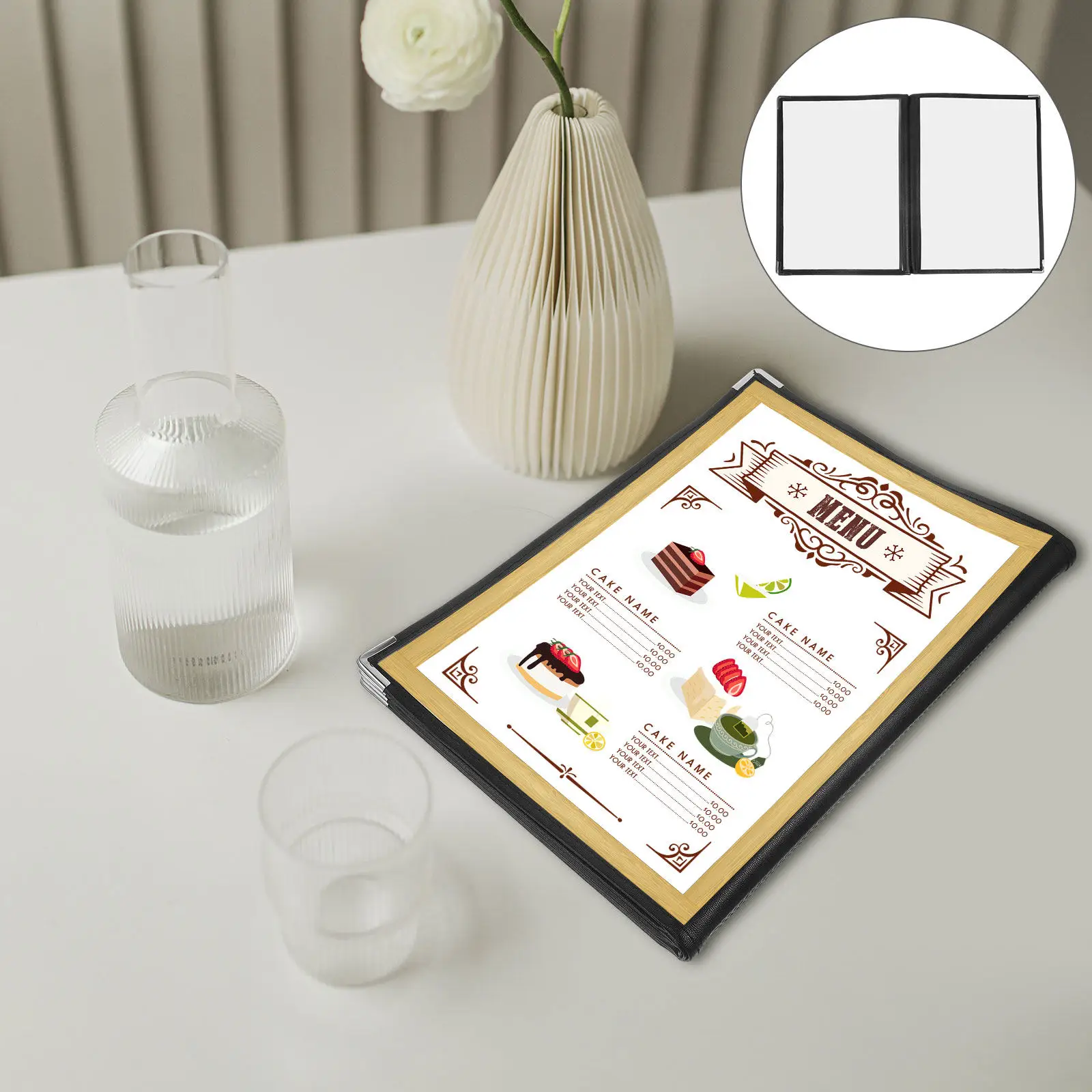 

Menu Cover Transparent 6 Page 12 View Clear PVC Restaurant Menu Holder Book Display Folder for Wine List Beverage Drinks
