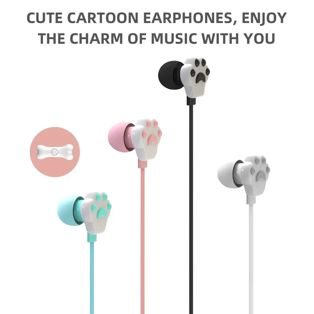 3.5mm In-ear Cartoon Cat Claw Earphones Wire In Ear Earphone Computer Earbuds With Microphone Childs Earphone