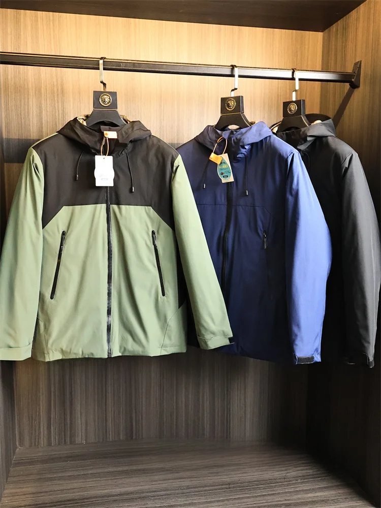 

Высокая плотная ветрозащитная водонепроницаемая уличная мужская пуховая парка Jaet 80 Du down с полным клеем Ba на молнии, однотонная парка с капюшоном