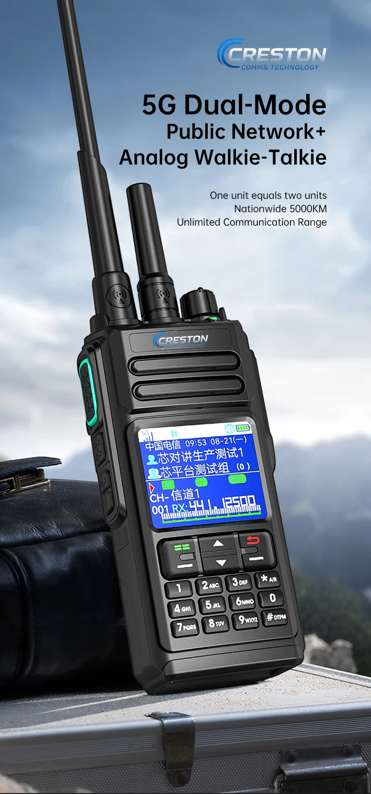 Creaston KL-618 Android Dual Mode Analog 4G POC Radio WIFI BLUETEETH Set UHF  Walkie Talkie Long Range SIM Card Two Way Radio