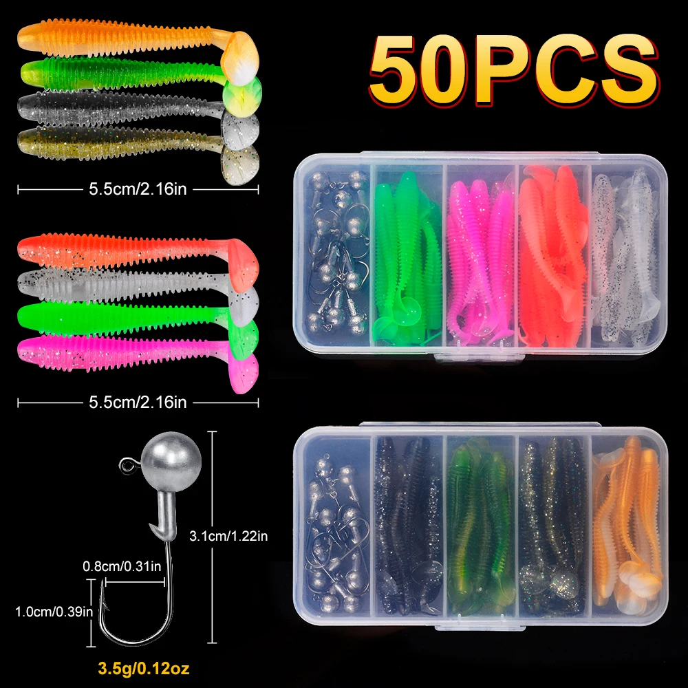 Proberos Kit de vinilos con jig head – Señuelos de silicona para pesca - imagen 4