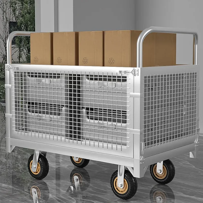 

Grid fence folding trolley trailer pulling goods warehousing handling trolley stall portable