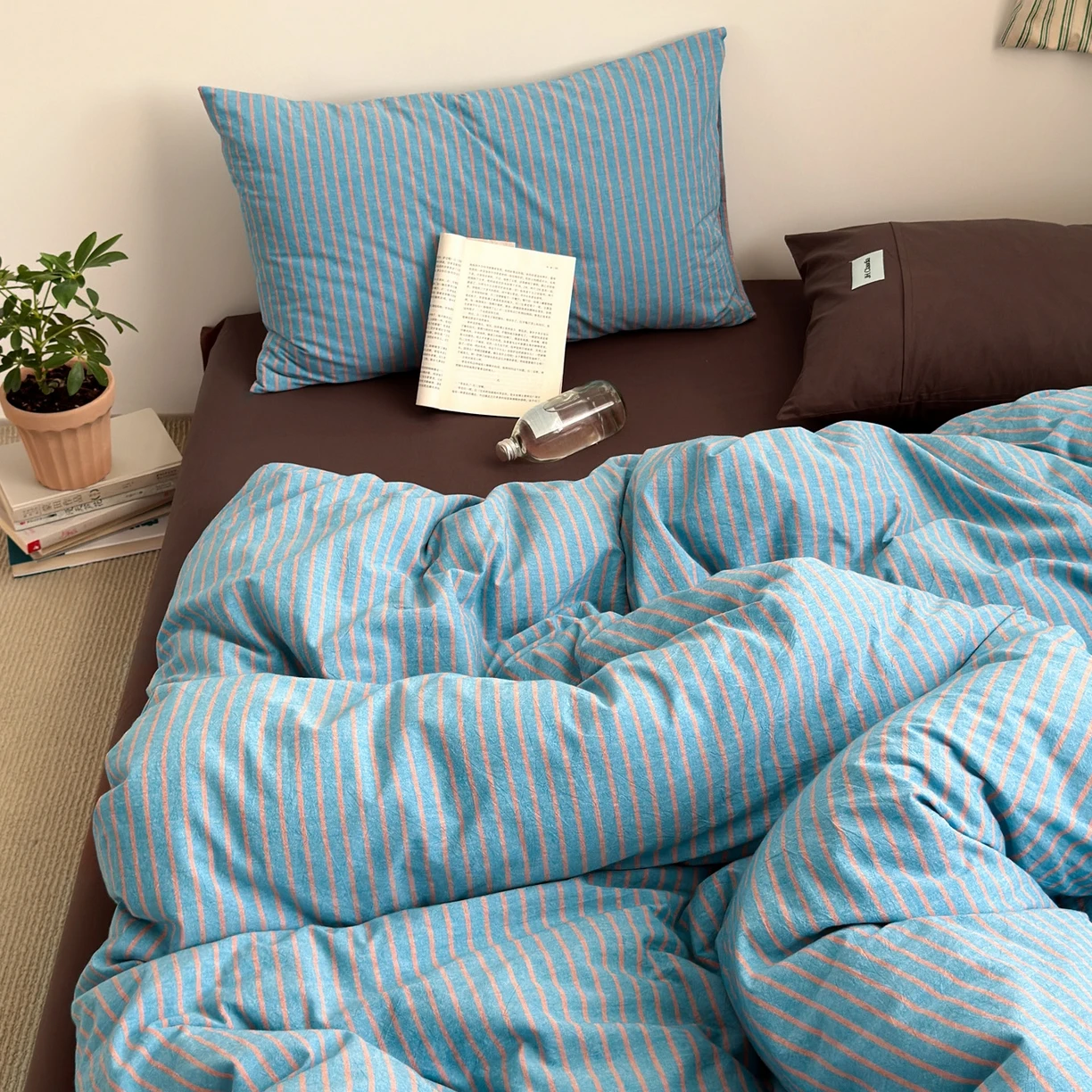 100% Cotton Striped Duvet Cover Set Single/Queen/King Size Housse De Couette 220x240 Cotton Quilt Cover Solid Color Soft 이불커버