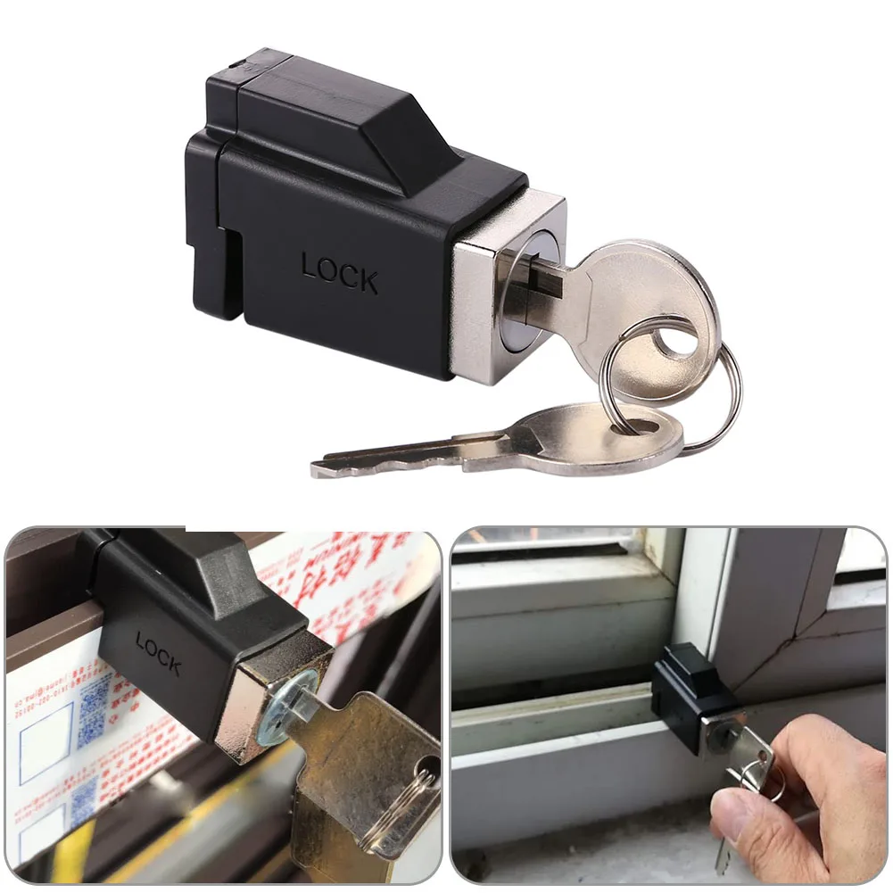 Aluminum Alloy Window Locks with 2 Keys Window Restrictor Lock Durable Portable Practical Exquisite Convenient for Hospital Bank