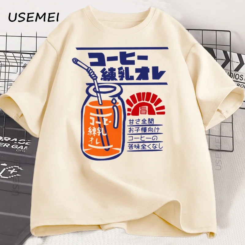 Japanischen Stil Fruchtsaft T-shirt Sommer Vintage Gedruckt Kurzarm Baumwolle T Shirt Lustige T-Shirt für Männer Frauen Tops Tees