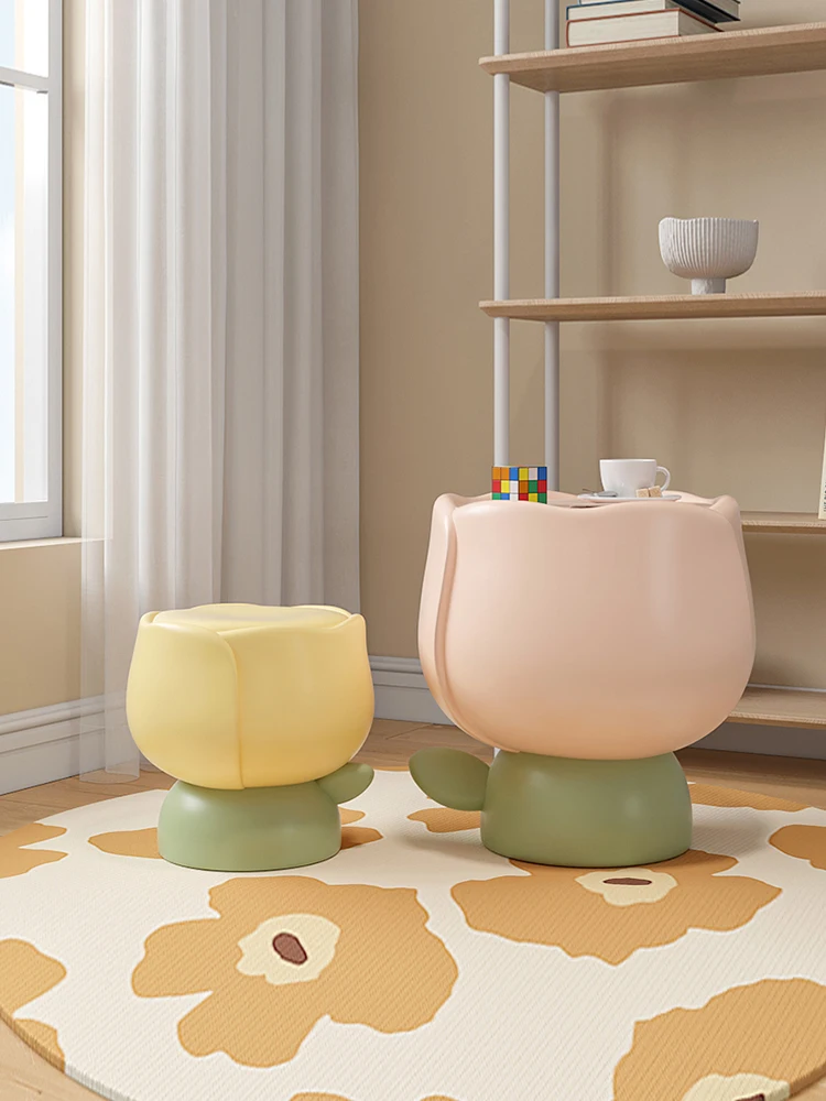 Tulip Milk Oil Wind Small Bedside Table Tea Table Modern and Minimalist Bedside Cabinet Storage Cabinet Storage Rack Internet Re