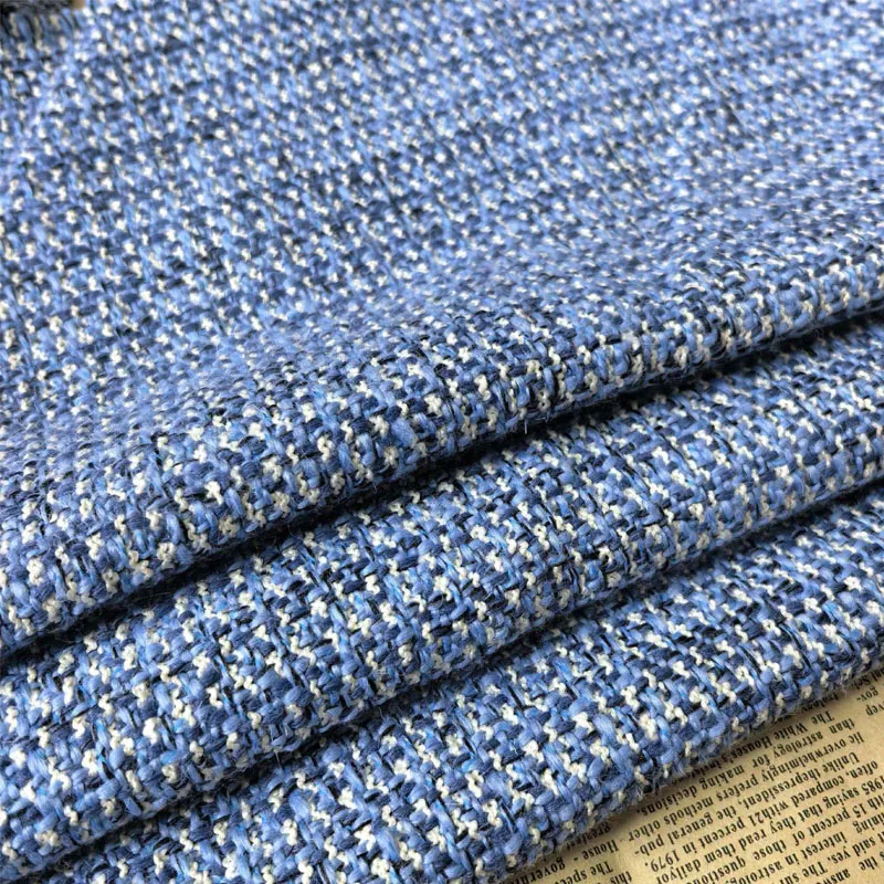 

Blue Color Jacquard Yarn-Dyed Braided Tweed Fabric For Women's Autumn Jacket Dress Suits Coat Handbag DIY Sewing Material