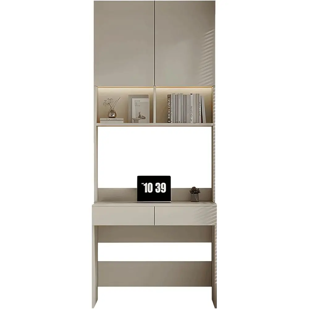 

78.7" H armhouse Executive Desk with Hutch, Wood Home Oice Desk with Ders and Cabinet Storage, Computer Desk with Light or Worki
