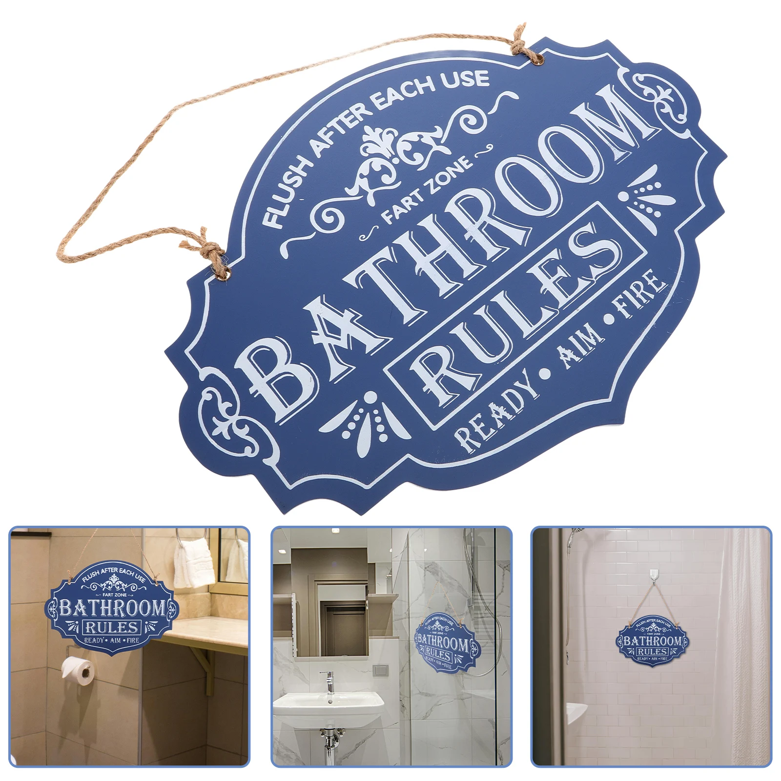 

Vintage Style Bathroom Room Decor Wood Hanging European Retro Design Wall Art For Home Accessories Wood Door Bathroom Sign