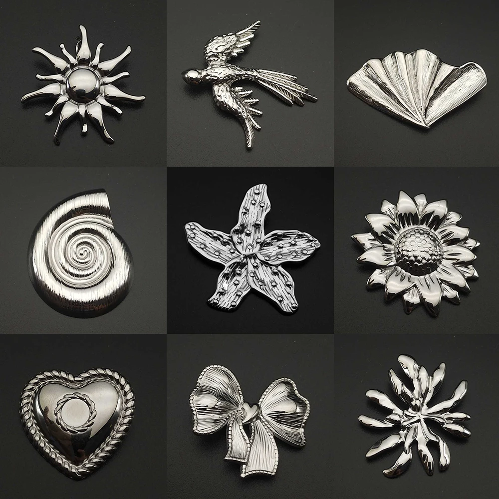 

Hiphop Flower Birds Charms Women Men Stainless Steel Silver Color Heart Sun Bowknot Fashion Pendants For DIY Jewelry Making