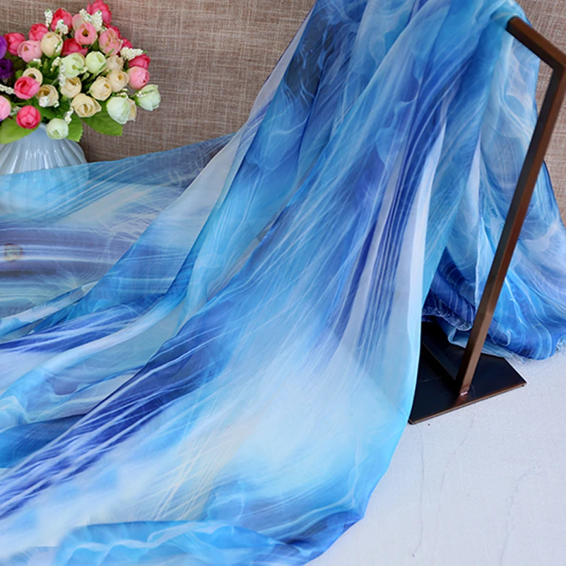 30D Printed Thin Chiffon Fabric for Sewing Spring and Summer Dress Silk Scarf DIY Handmade by Meters