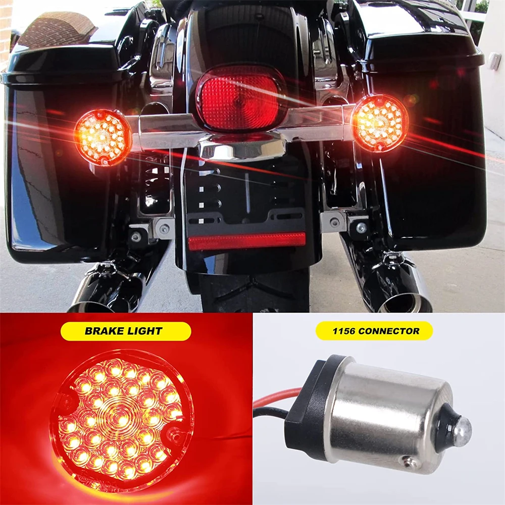 For Harley Road Glide,Road King Classic,Ultra Classic 3 1/4 Inch Front Rear Motorcycle Led Turn Signals Lights,1157 1156 Based