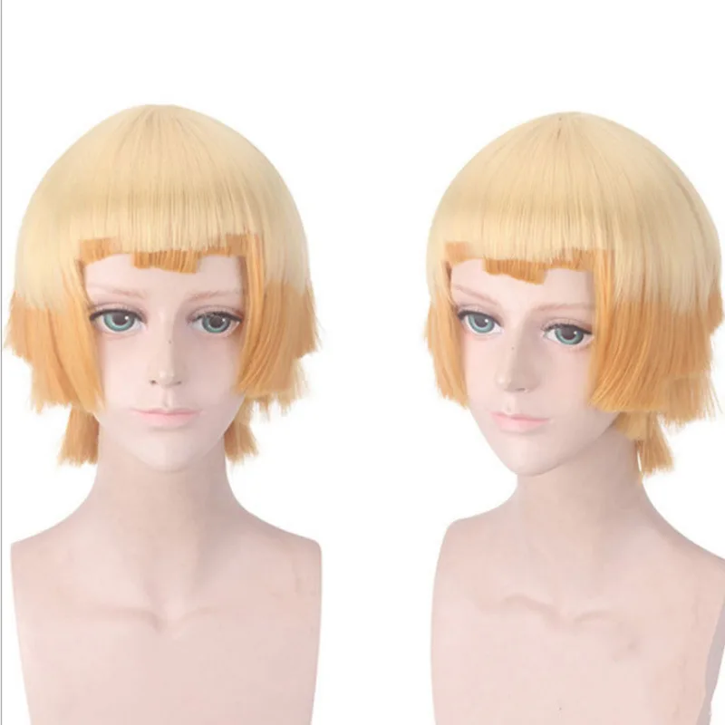 شعر مستعار أنيمي كوسبلاي يامادا جينيا مع شعر مستعار على شكل شخصية متدرجة معانقة للوجه