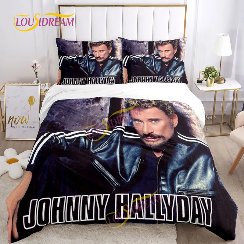 Johnny Hallyday Bedding Set DIY Music Style Fan gift Queen Size double Bed Queen Size Sheets duvet cover pillowcase