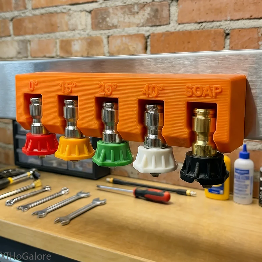 3DPrinted 5 Port 1/4 Inch Quick Connect Pressure Washer Nozzle Organizer Wall Mount Holder Storage Rack For Car Wash Shop Garage