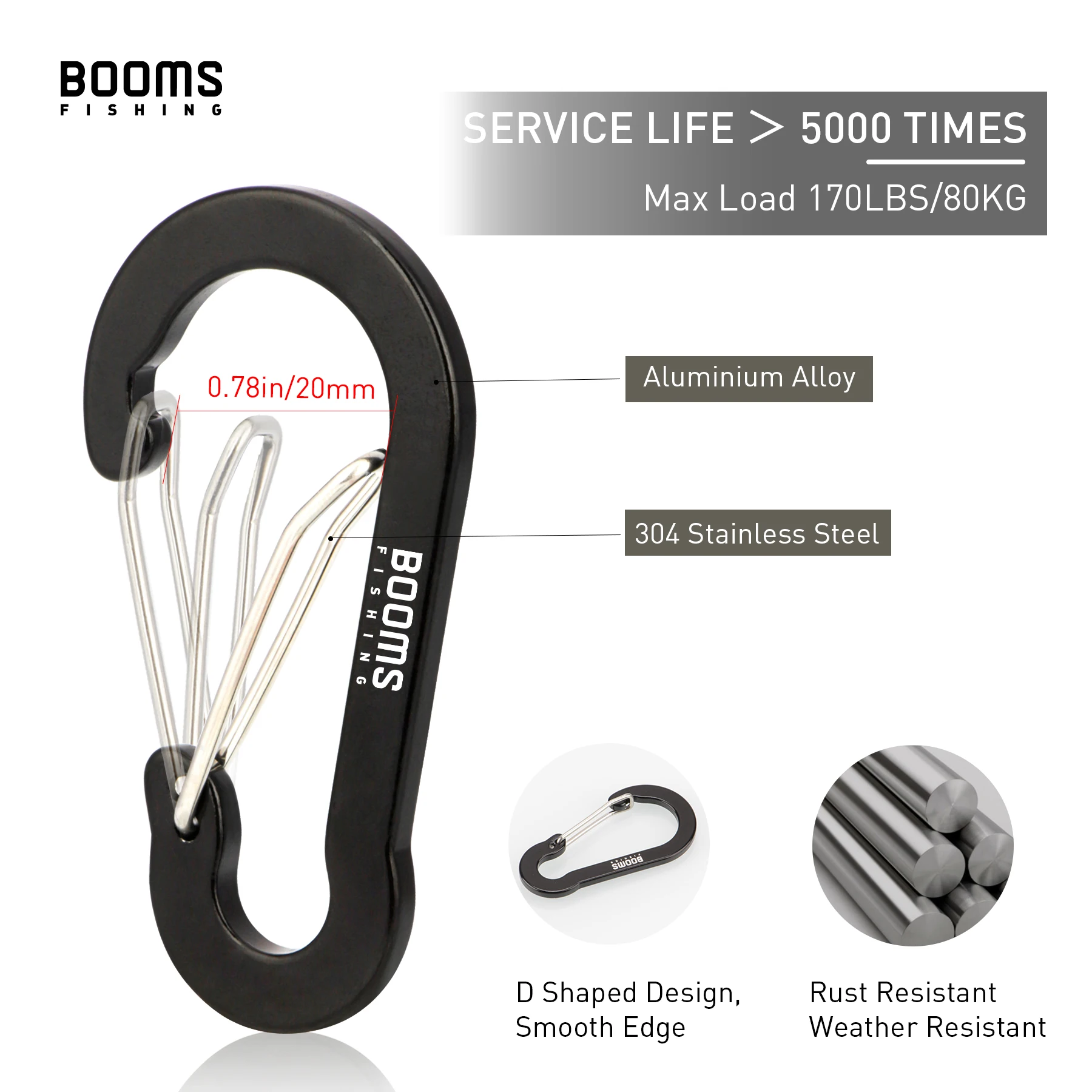 Booms Fishing CC5 10Pcs Outdoor Camping Multi Tool Mountaineering Buckle Steel Large Carabiner Clips Fishing Climbing Acessories