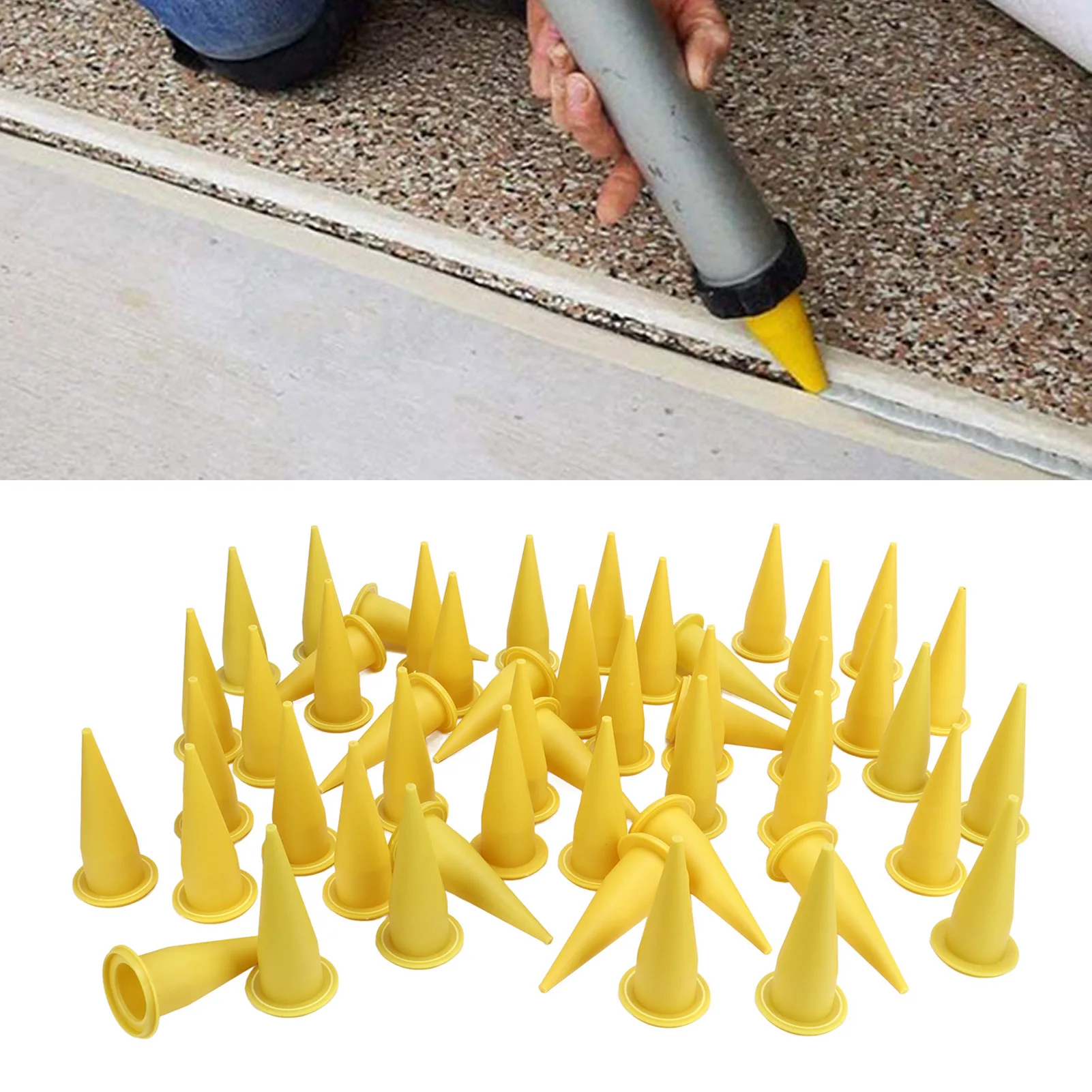 

50Pcs Caulk Cone Nozzle PE Fine Caulking Tips Reusable Caulking Nozzle for Sealant Glue