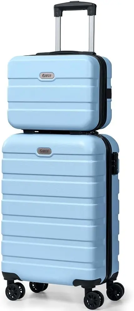 AnyZip Carry On Luggage 2PCS Luggage Set PC ABS Hardshell Lightweight Suitcase TSA Lock with 4 Spinner Wheels（14/20, Light Blue）