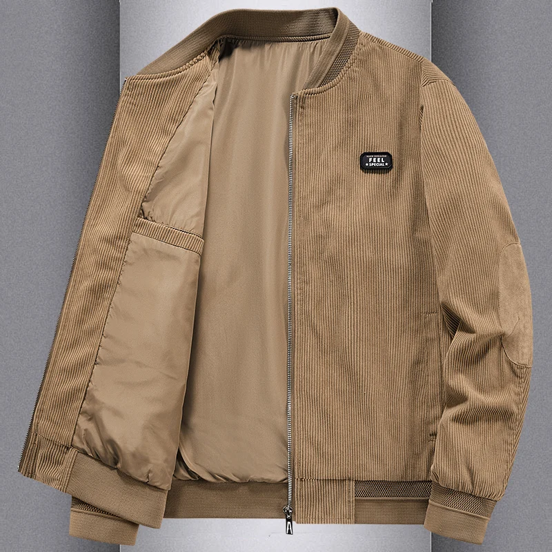 

Весенне-осенняя тонкая вельветовая бейсбольная куртка, мужская повседневная верхняя одежда, универсальная ретро-куртка, дышащая, из полиэфирного волокна