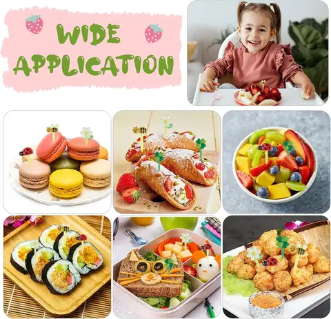 Mini fruktgafflar tandpetare för pojkar och barn, plastmatpinnar för bento, matlåda, dekorationstillbehör 10 best sales plastgaffel - №4