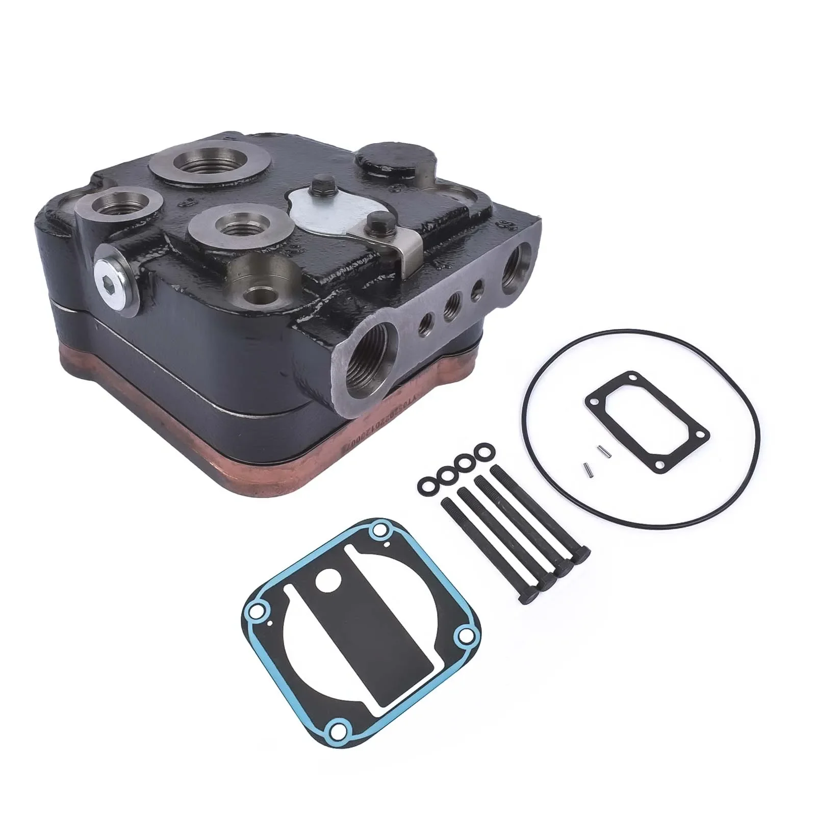 AP01 Air Brake Compressor Cylinder Head w/ Plate Kit For Detroit DDC S60 New 5018485 5018523 5016613 5016612 801287 23532823