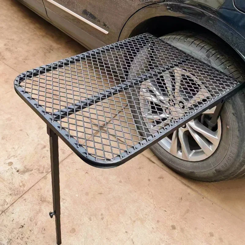 

Car outdoor camping table metal barbecue grill tire metal folding table portable outdoor barbecue table