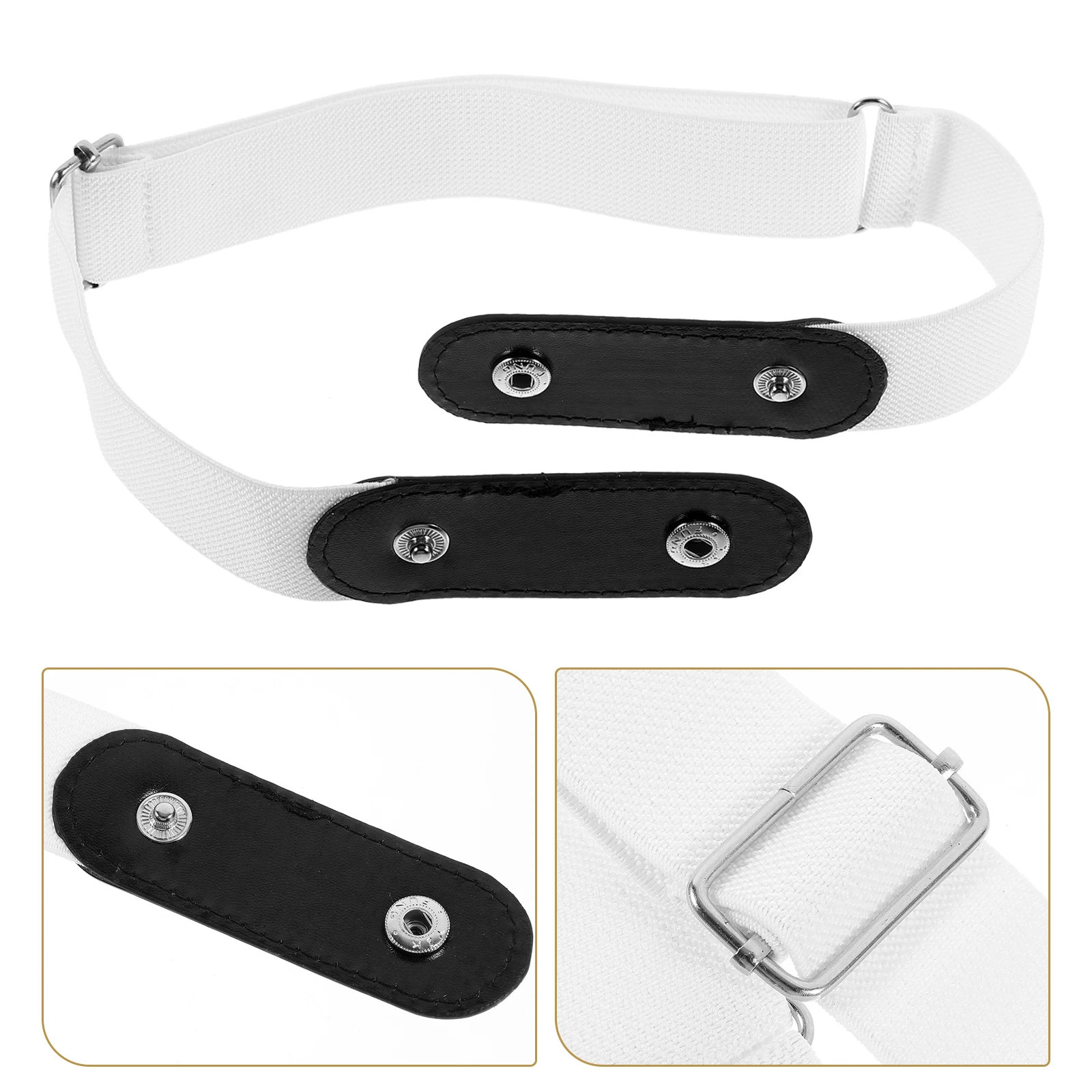 

Waist Elastic Belt Band Belts Without Buckles Women Wide White Pu Man