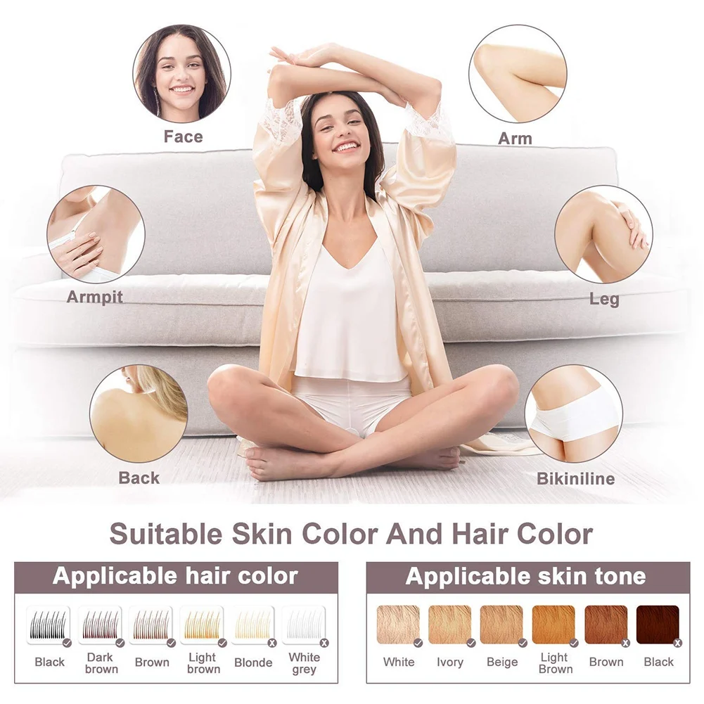 L65A-IPL Hair Removal Epilator Machine For Women Depilator Bikini Depilador Facial Home Use Devices Green(US Plug)