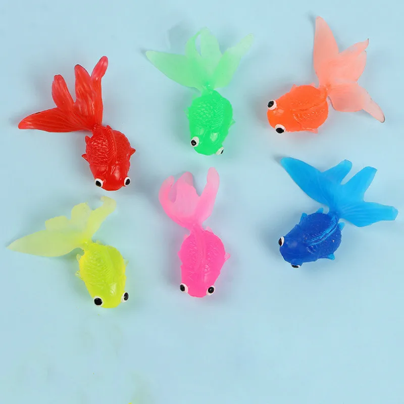 Mini poisson rouge en caoutchouc souple pour enfants, jouets de bain pour bébé, eau, tout-petit, amusant, natation, cadeaux de plage, simulation, ensemble de 5 pièces