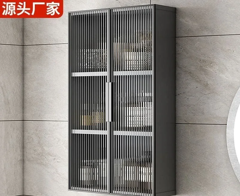 Aluminum alloy bathroom storage wall cabinet side non-punching balcony toilet above storage locker toilet small wall cabinet