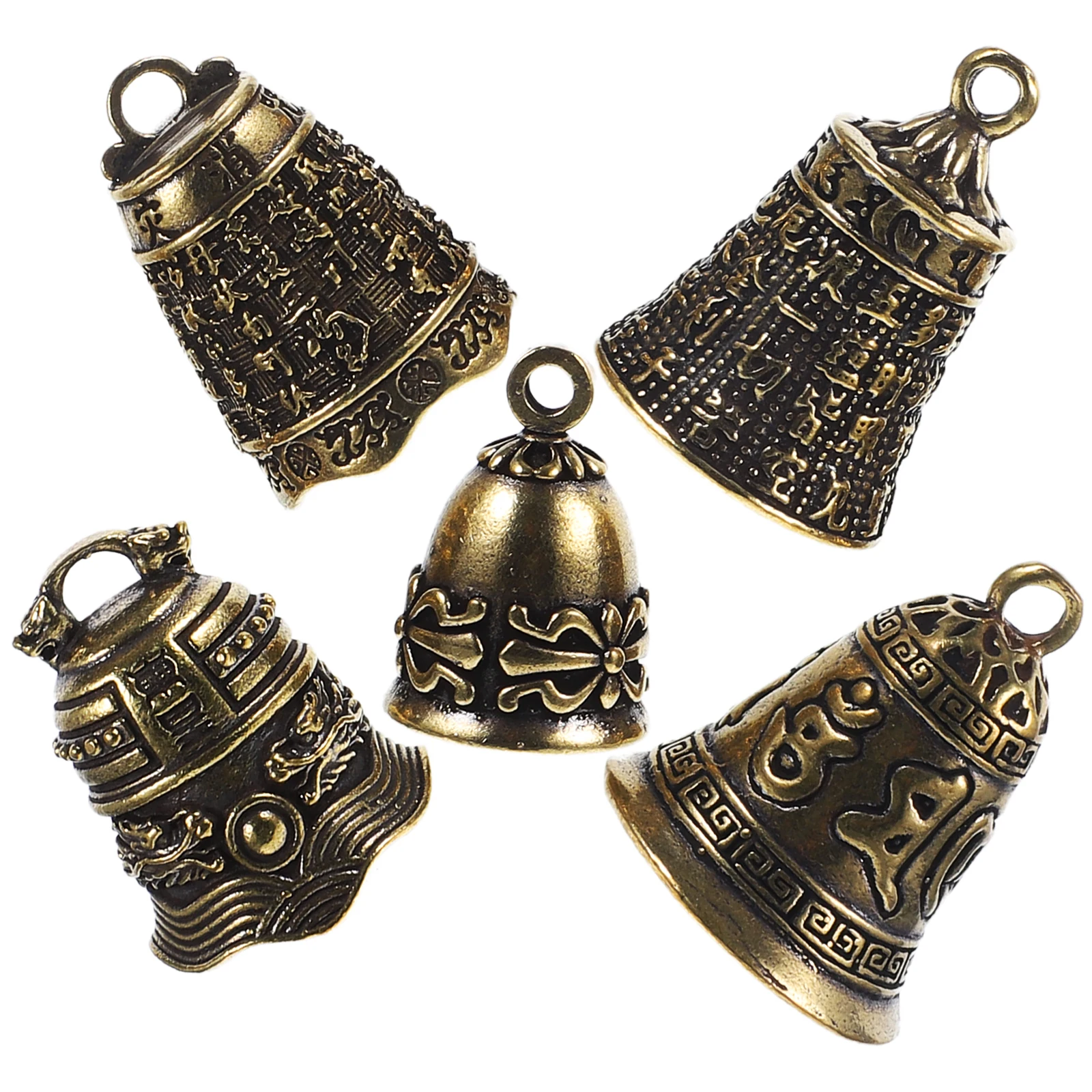 

5 Pcs Bell Keychain Decoration Charm Ornaments Pendants Brass Charms Mini Craft Metal Vintage Keyring