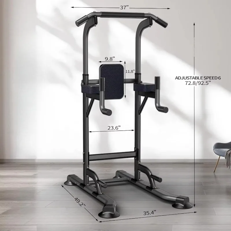 Height Adjustable Power Tower, Combined Pull Up And Dip Frame For Strength Training In Home Indoor Gym