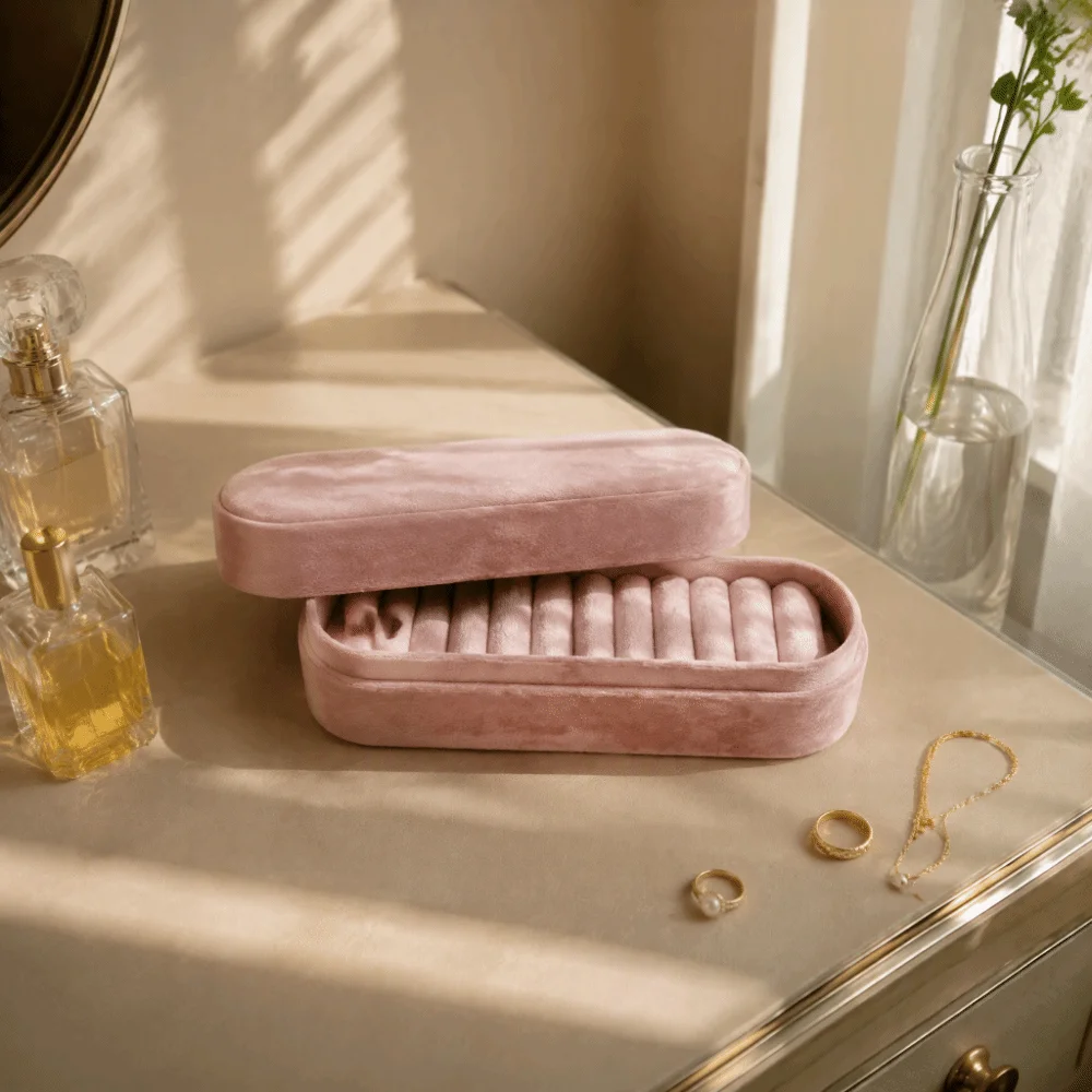 Jewelry Boxes 11 Slots Ring Box Hard Shell Portable Jewelry Organizer Compact Velvet Lining Ring Holder For Home