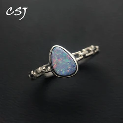 CSJ Exquisite Natural Opal Rings 925 Sterling Silver Gemstone Origin Australia Hand Made Jewelry for Women Party Gift