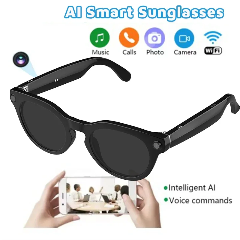 

New V03-T5 Smart AI Glasses 800W HD Camera AI Translation Dialogue 220mAh Battery Meeting Video Record Outdoor Sports Sunglasses