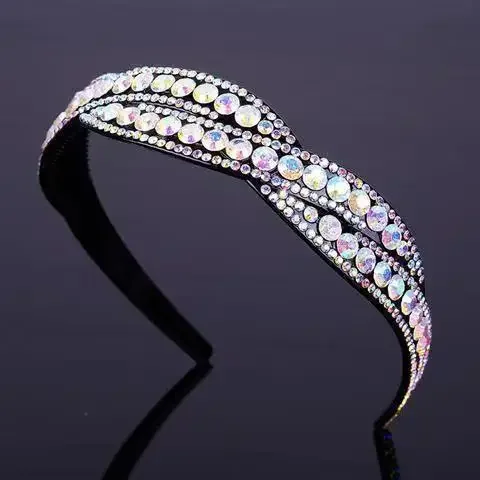 

Women Rhinestones Hairband Net Red INS Temperament Elegant Headband Fashion Premium Wide Edge Banquet Pressure Hair Accessories