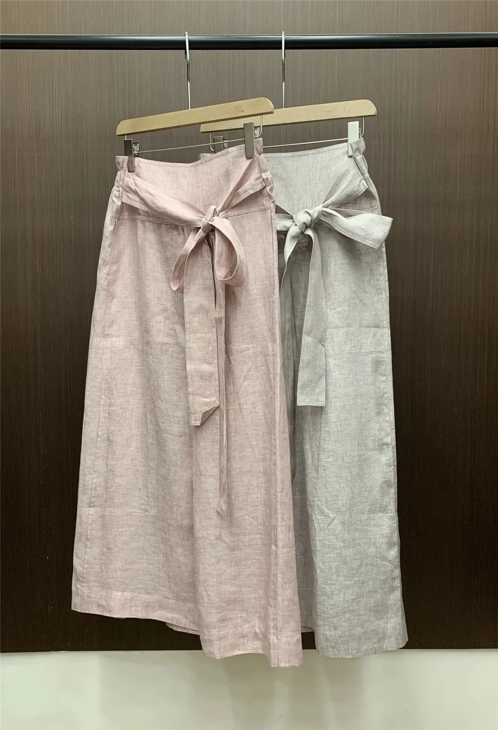 

2024 L*P Women's Skirt Linen Tie High Waist Half Skirt Elegant Summer Female Clothing