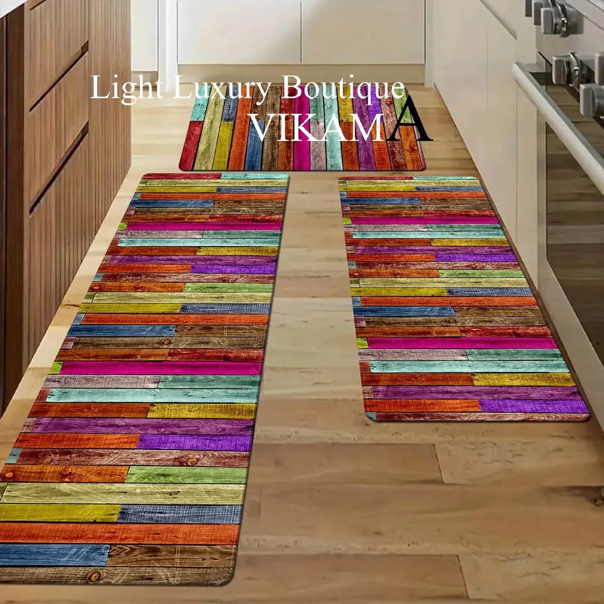 VIKAMA Rainbow Simple Crystal Pile Carpet Kitchen Entryway Steps Entryway Non-Slip Mat Dirty Resistant Washable Floor Mat