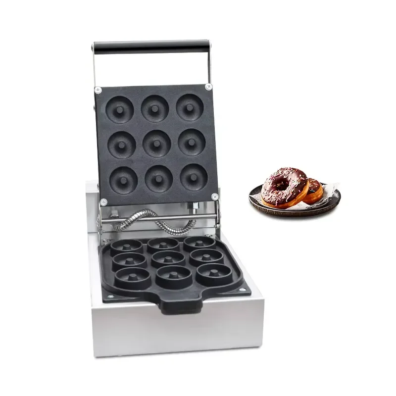 New Multifunction Electric Stainless Steel High Productivity Egg Waffle Cake Maker 9 Grids Donut Walnut Commercial Machine