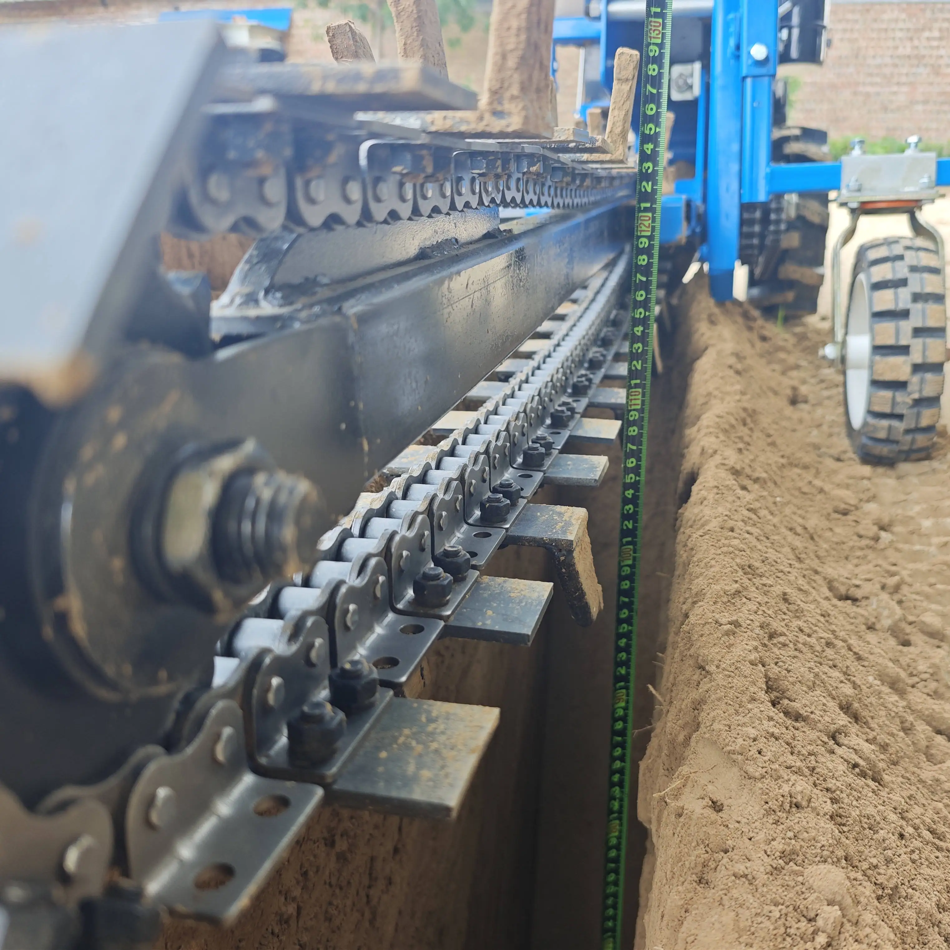 Mini Chain Ditch Digger Walk Behind Chain Trencher for Sweet Potato and Deep Root Herb Harvesting on Agricultural Farm