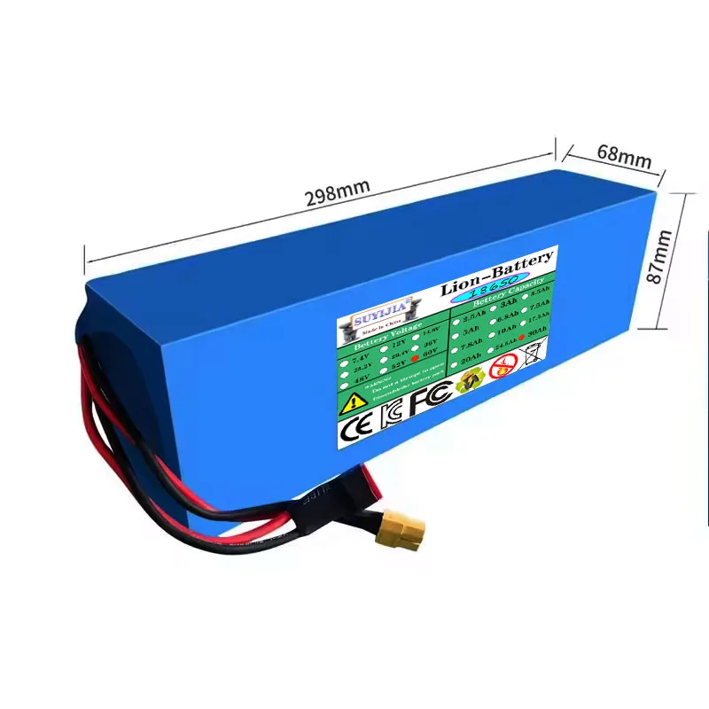 Newly Made 60V 16s4p Lithium-Ion Battery, 60V 30AH 2000W Electric Vehicle Battery, with Integrated 50A BMS + Charger