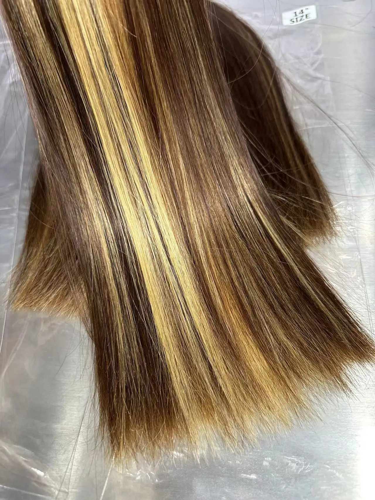 Destaque Hetero Pacotes De Cabelo Humano, Brazilian Remy Hair Extensions, Ombre, Honey Blonde, 4/27, 3 Pacotes