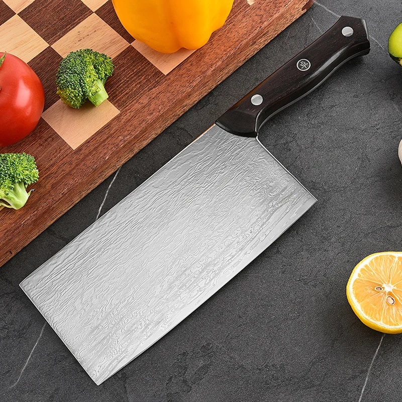 

7.7 Inch Slicing Knife Powder High-Speed Steel Core Damascus Steel Blade Cleaver Handmade Forged Kitchen Knife Ebony Handle