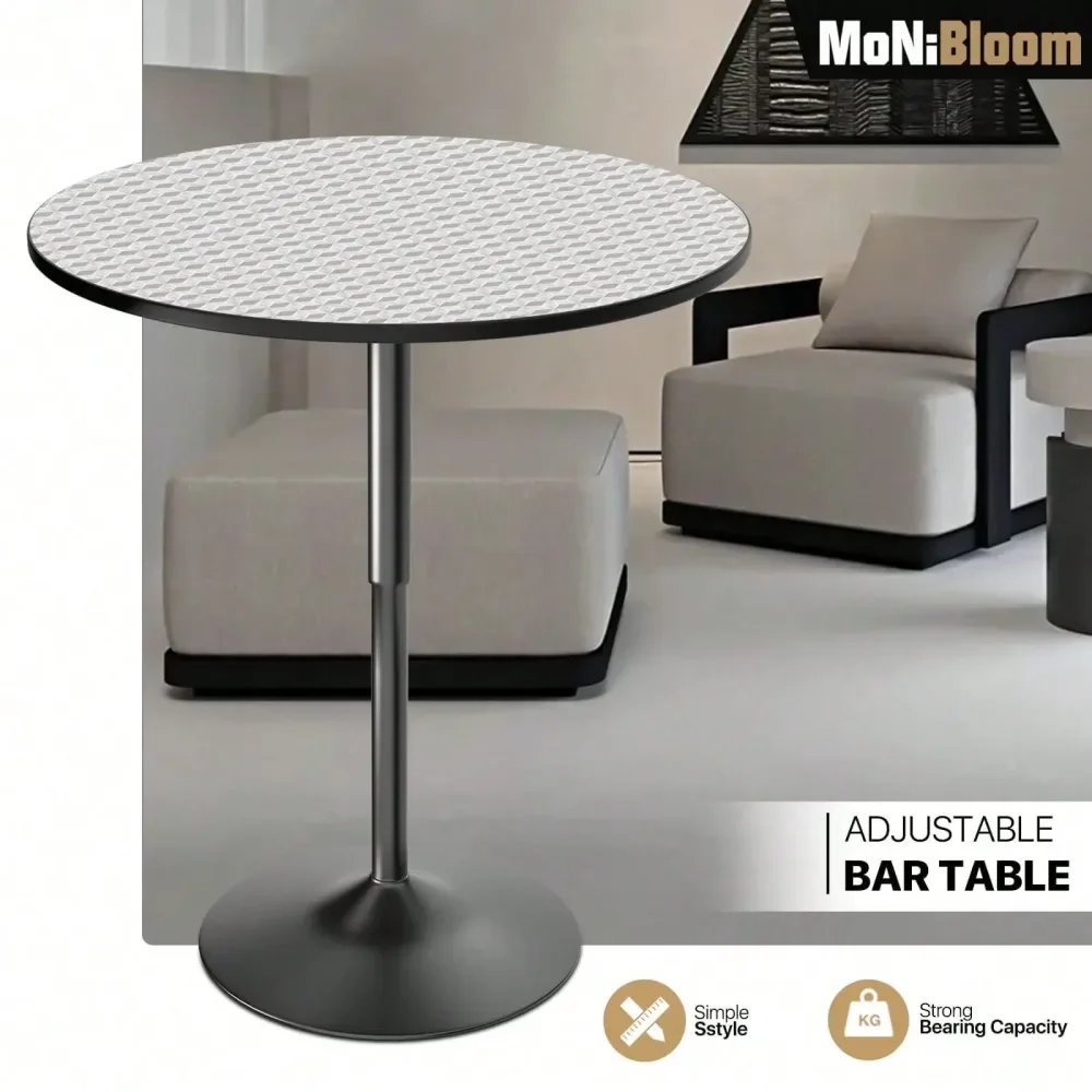 

Bar Table Table Round Cocktail Table, 31.5 Inch AdjustableHeigh Pub Table Sturdy Base Bistro Table For Dining Room Home Kitchen