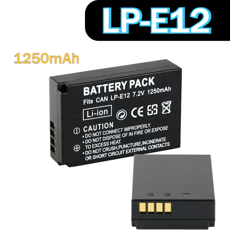 New LP-E12 LP E12 Replacement Battery for Canon LPE12 EOS 100D M50 M10 M100 M2 M200 Kiss X7 SX70 Rebel SL1 DSLR Camera Battery
