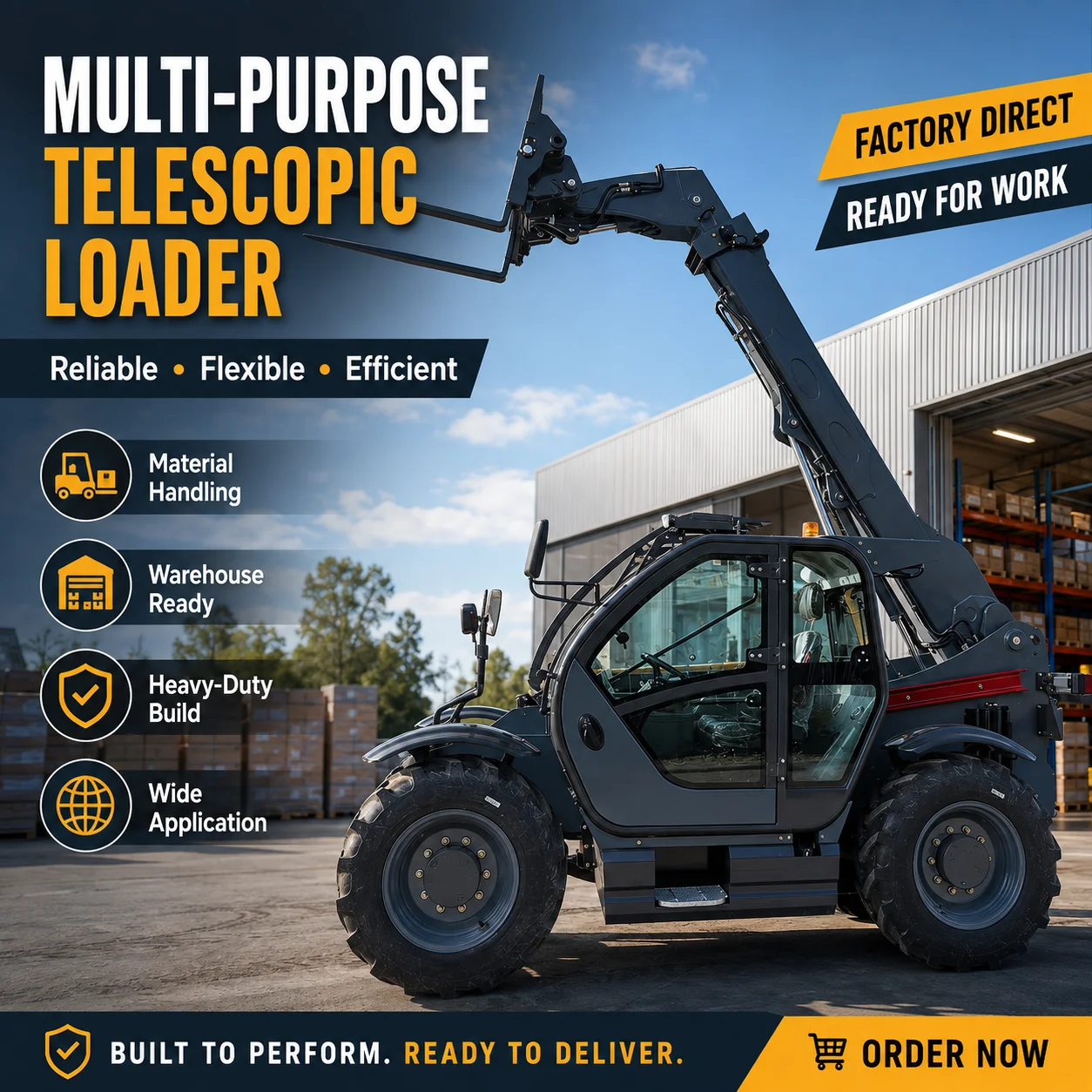 CE Euro 5 Telescopic Handler Forklift with Hydraulic Boom for Farm Work Warehouse Loading Construction and Logistics