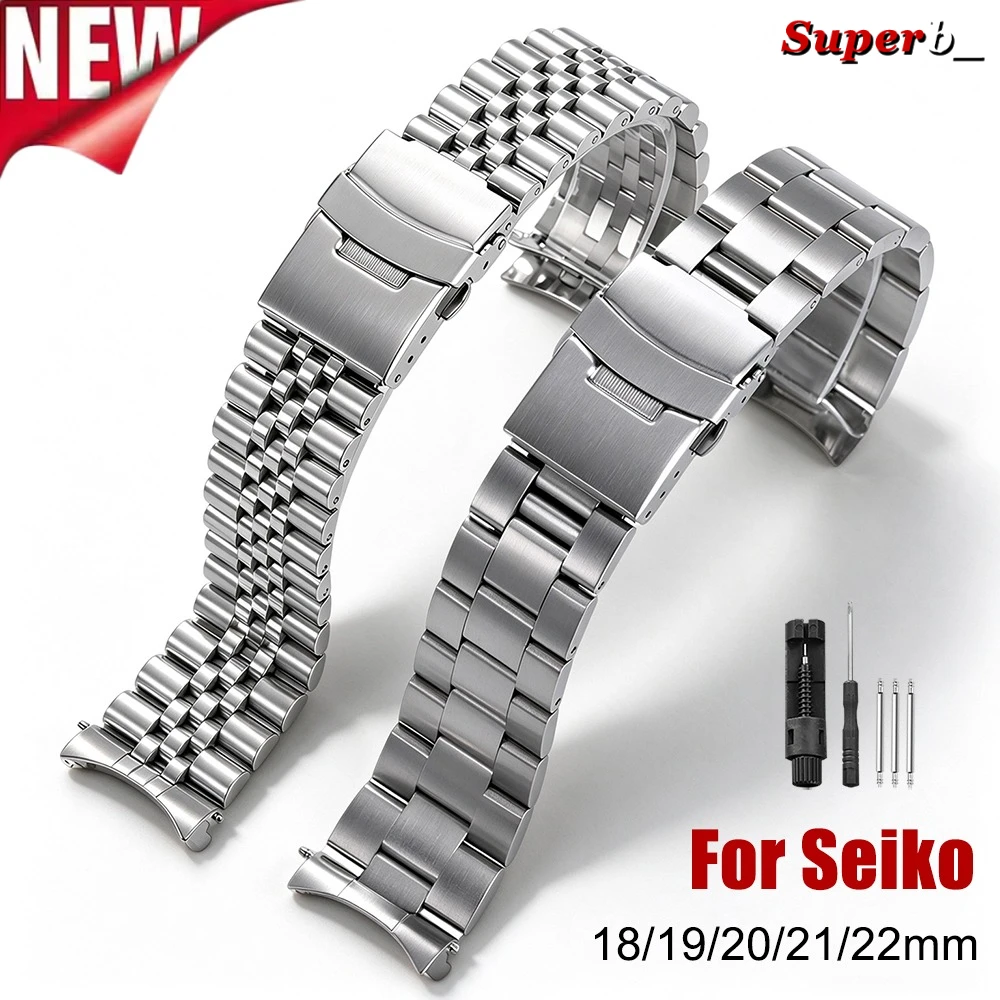 Luxury Solid Stainless Steel Watch Band 20mm 22mm for Seiko for Jubilee for Oyster Strap 18mm 19mm 21mm Men Bracelet Accessories