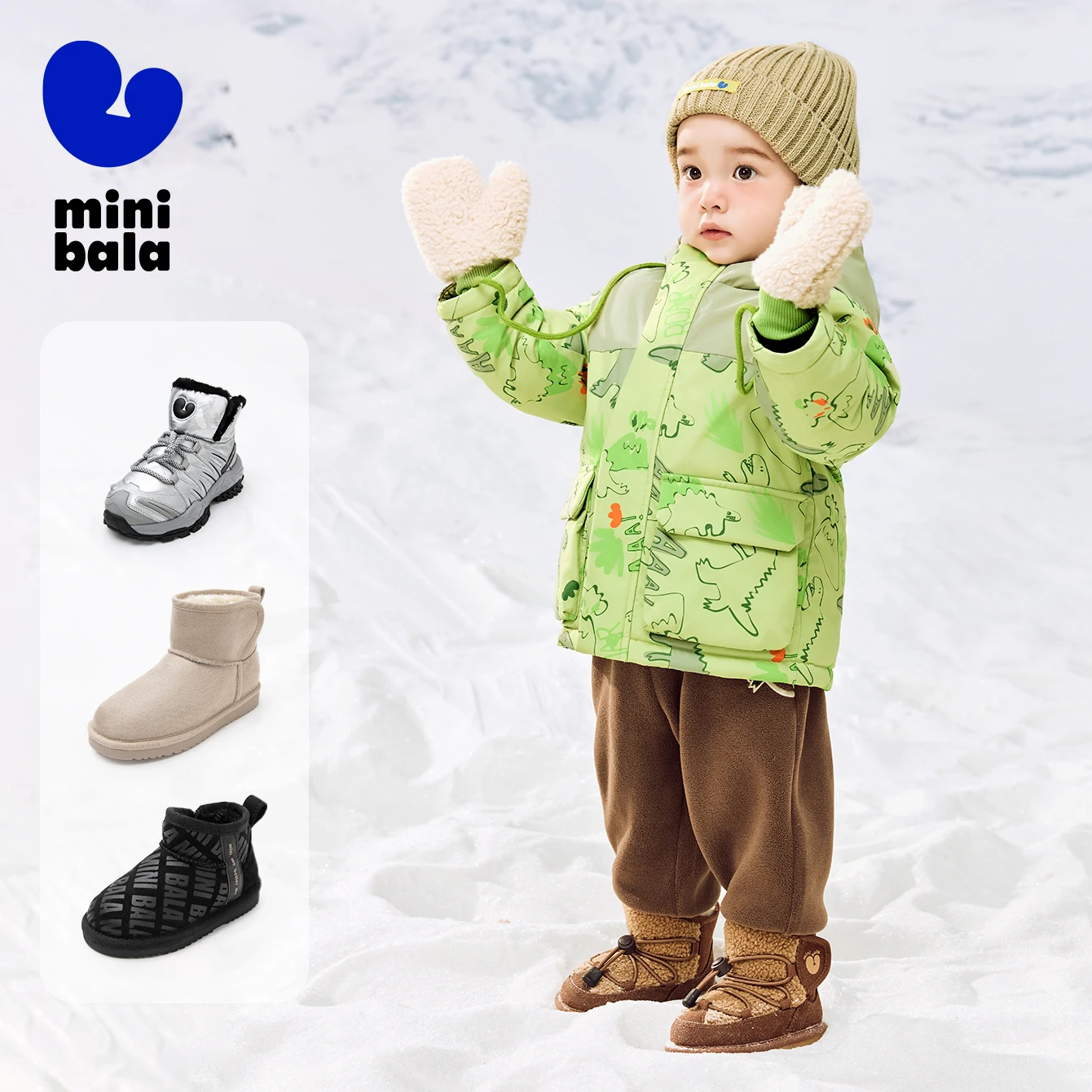 

Детские зимние ботинки Mini Bala, новинка 2023 года, теплая зимняя обувь с удобным дизайном и плюшевой подкладкой