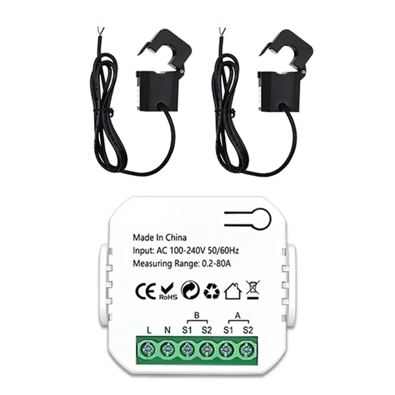

AK51-Zigbee 2-канальный счетчик энергии двунаправленный с датчиком тока Tuya Smart Monitor Power 80A 110 В/240 В Требуется шлюз